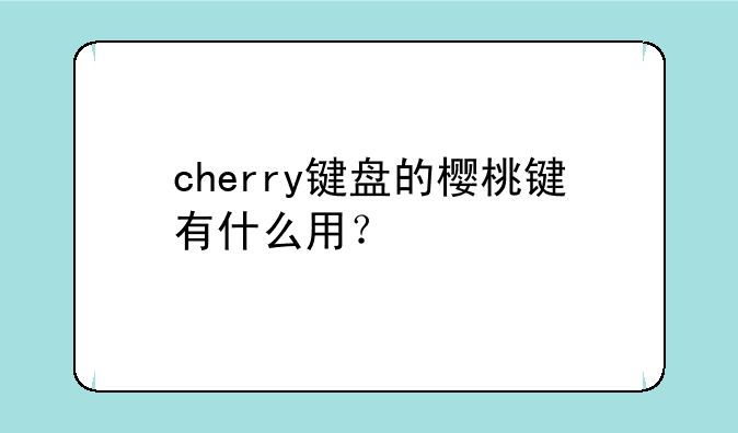 cherry键盘的樱桃键有什么