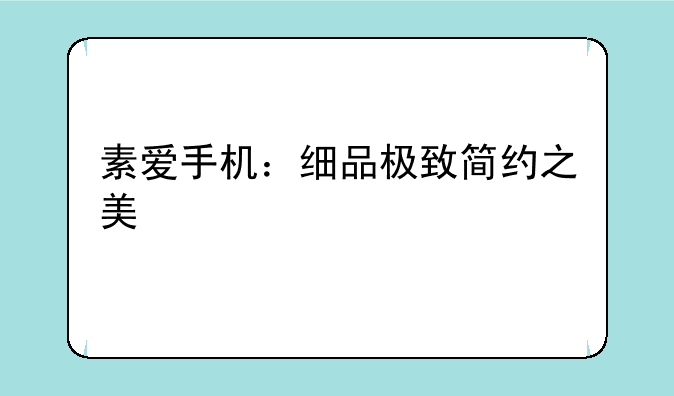 素爱手机：细品极致简约之美