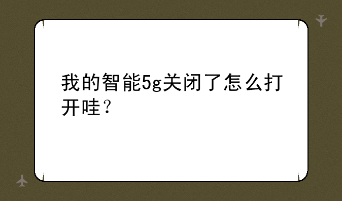 我的智能5g关闭了怎么打开哇？