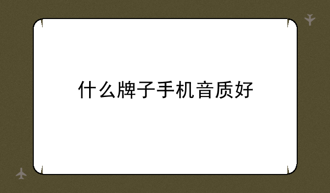 什么牌子手机音质好