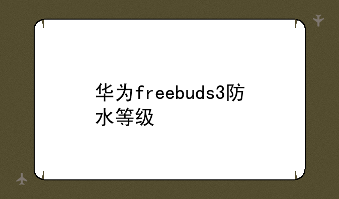 华为freebuds3防水等级