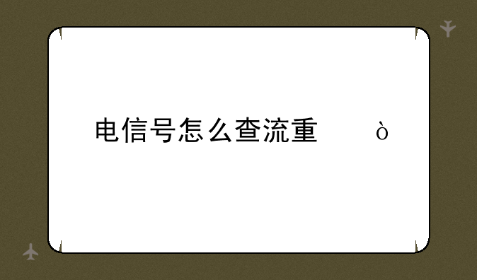 电信号怎么查流量？