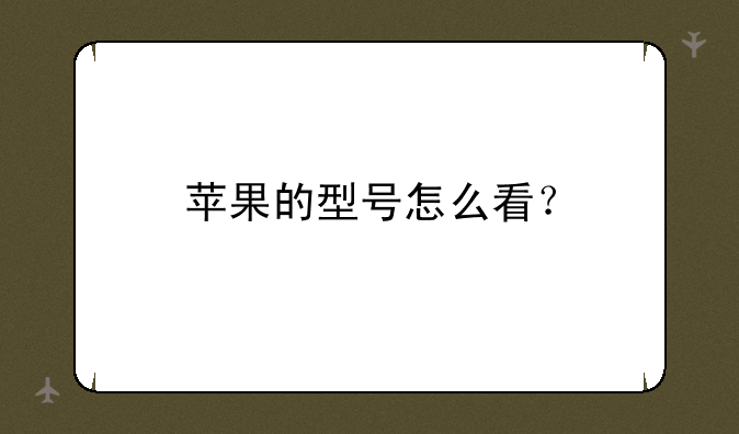苹果的型号怎么看？
