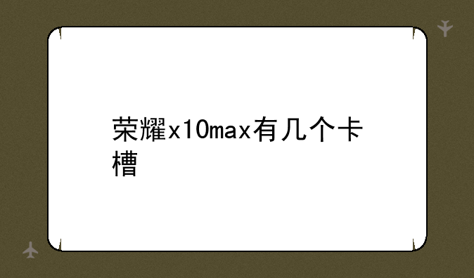 荣耀x10max有几个卡槽