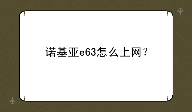 诺基亚e63怎么上网？