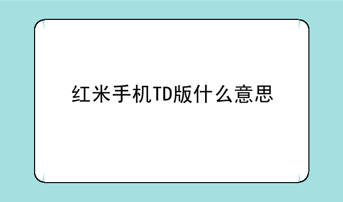红米手机TD版什么意思