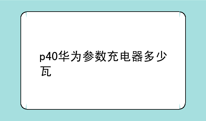 p40华为参数充电器多少瓦