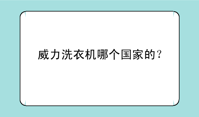 威力洗衣机哪个国家的？