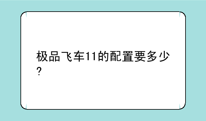 极品飞车11的配置要多少