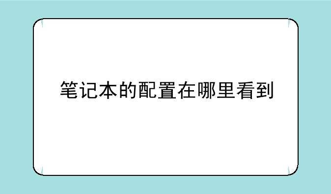 笔记本的配置在哪里看到