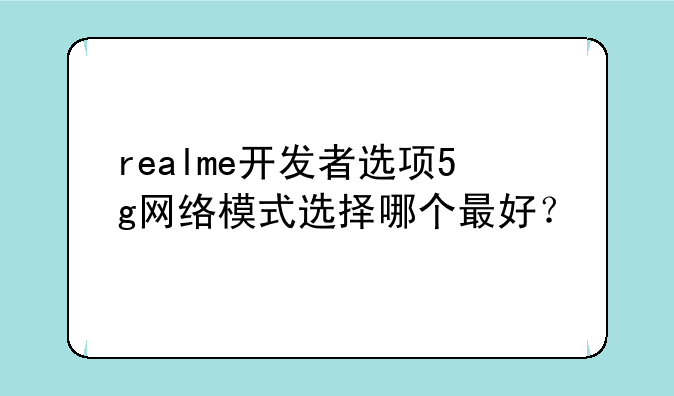 realme开发者选项5g网络模式