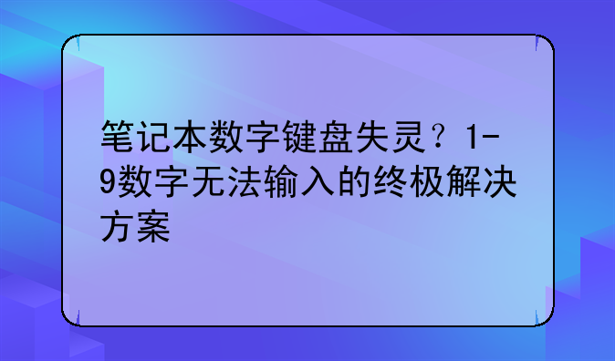 笔记本数字键盘失灵？1-9数字无法输入的终极解决方案