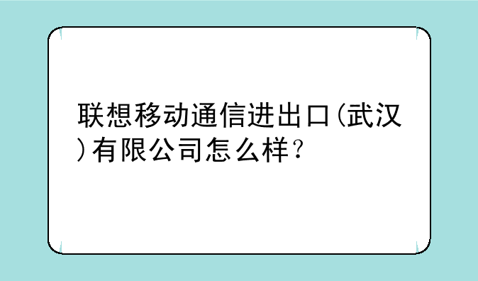 联想移动通信进出口(武汉)有限公司怎么样？
