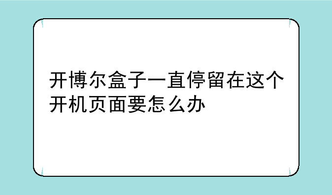 开博尔盒子一直停留在这个开机页面要怎么办