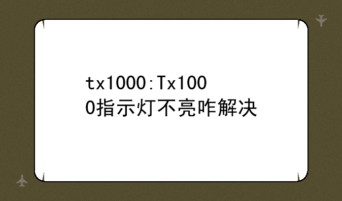 tx1000:Tx1000指示灯不亮咋解