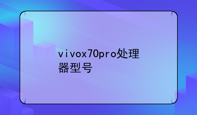 vivox70pro处理器型号