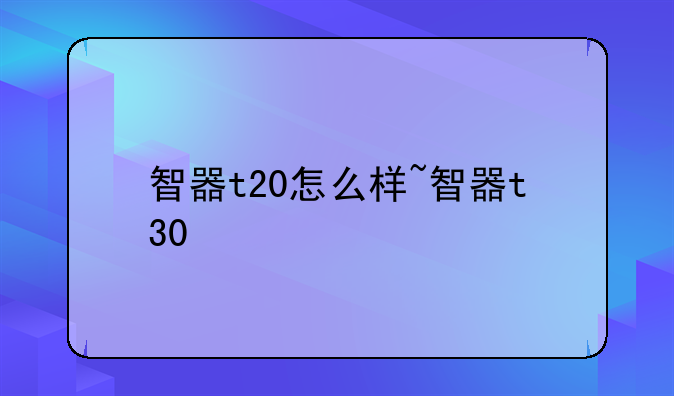 智器t20怎么样~智器t30