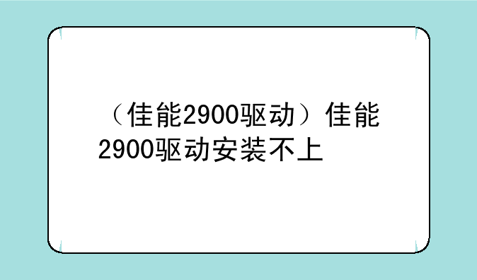 （佳能2900驱动）佳能290