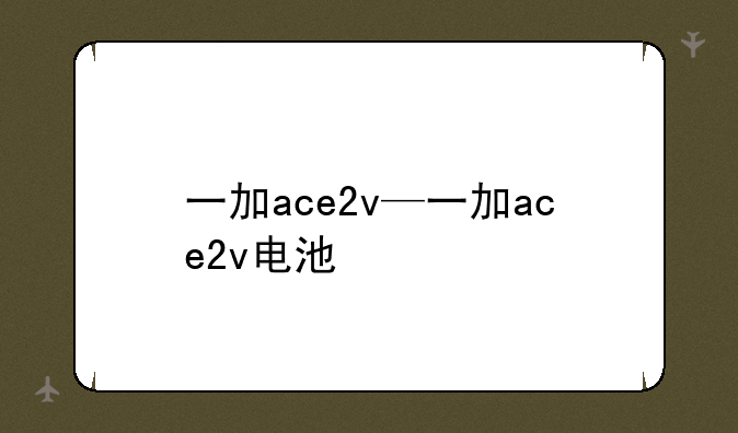 一加ace2v—一加ace2v电池