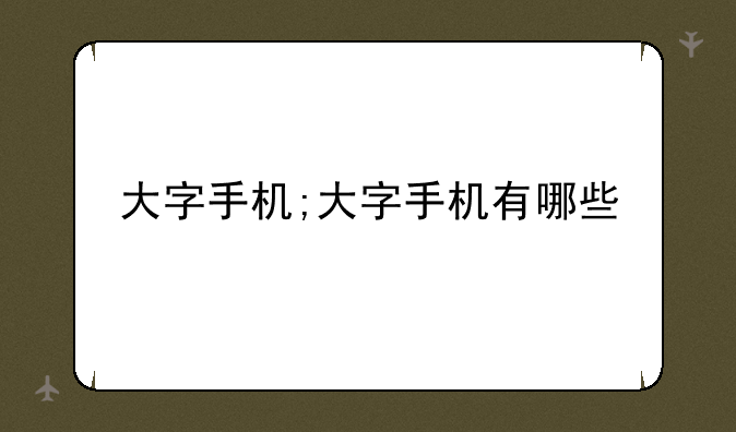 大字手机;大字手机有哪些