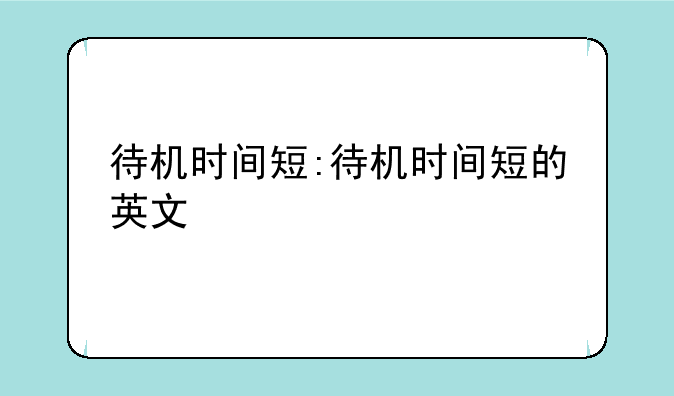 待机时间短:待机时间短的