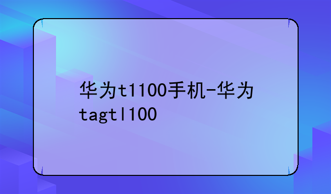 华为t1100手机-华为tagtl100