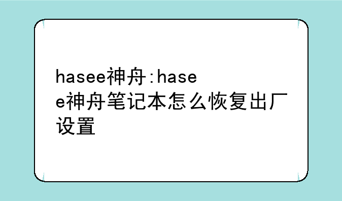 hasee神舟:hasee神舟笔记本怎