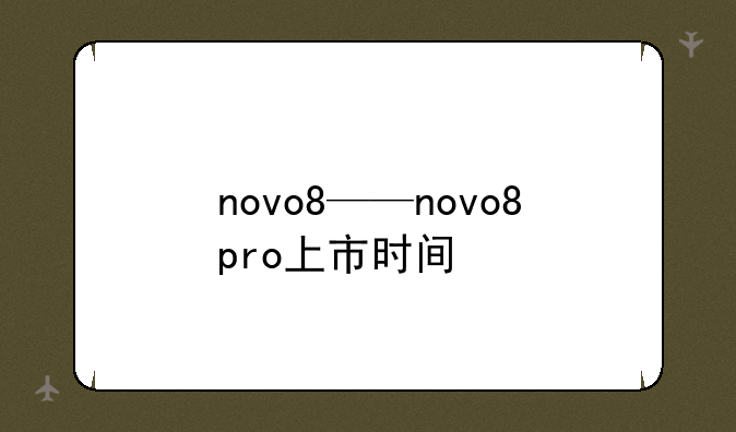 novo8——novo8pro上市时间